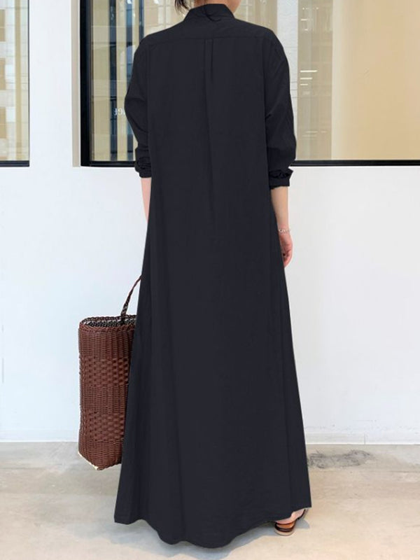 Robe chemise à col revers, couleur unie