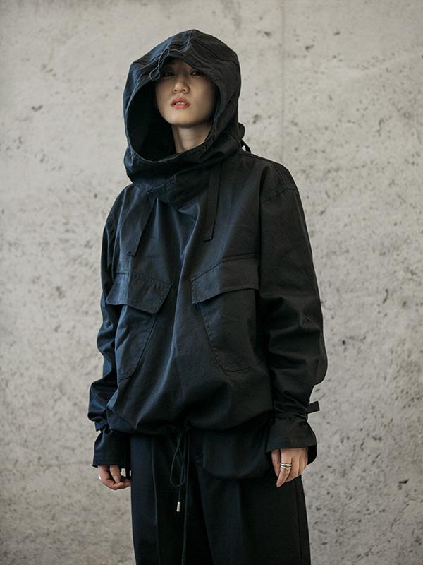 Sweat-shirt à capuche ample et solide avec cordon de serrage, style spatial