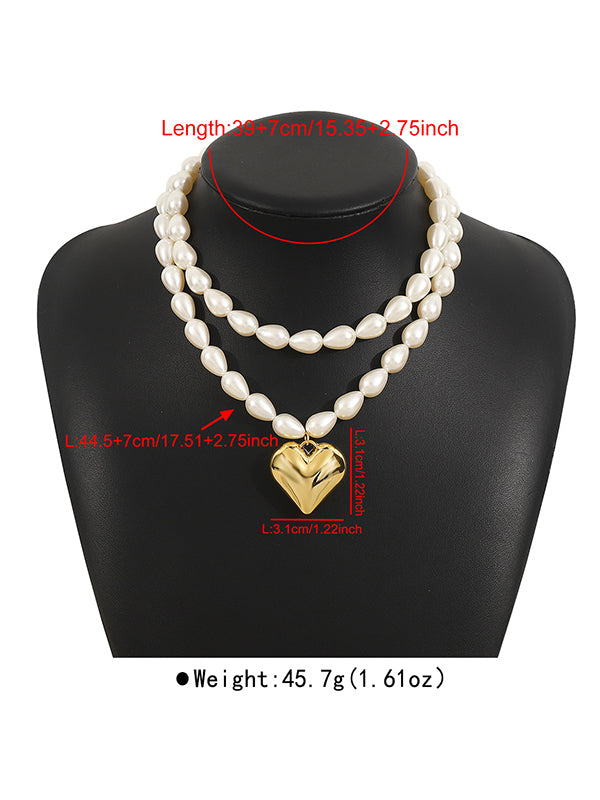 Collier à double rang, en forme de cœur