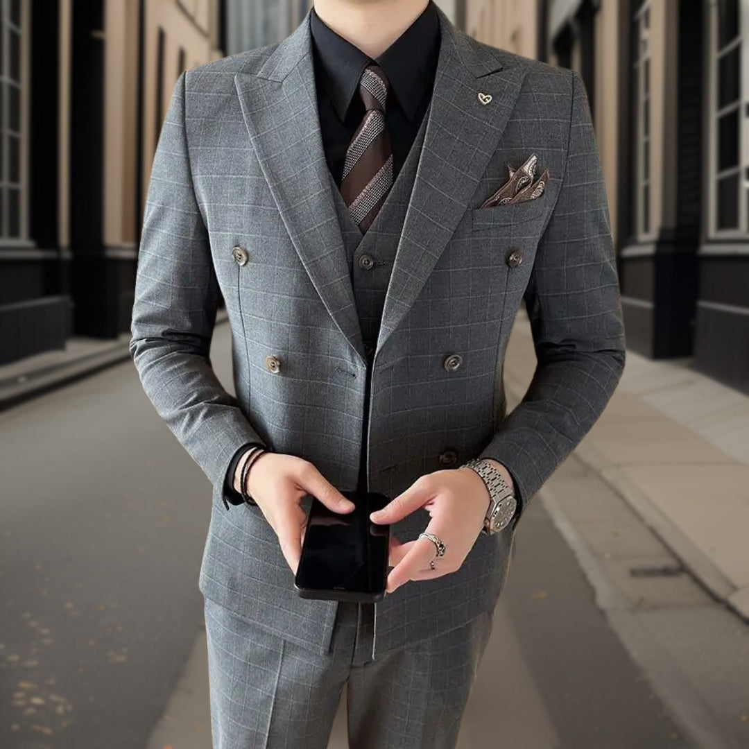 Costume de Mariage à Carreaux Luxueux pour Hommes | Trois Pièces
