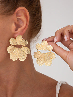 Boucles d'oreilles à coupe irrégulière, en forme de fleur