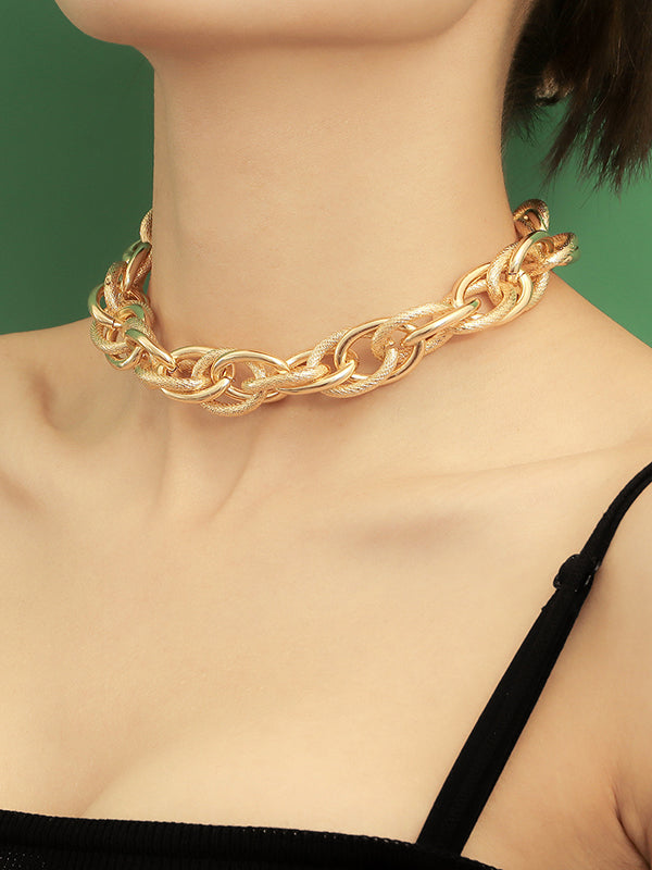 Parure collier et bracelet ajourée couleur unie