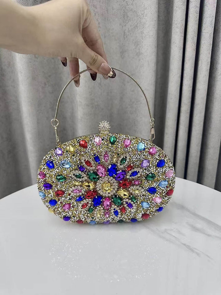 Pochette de soirée géométrique brillante à strass