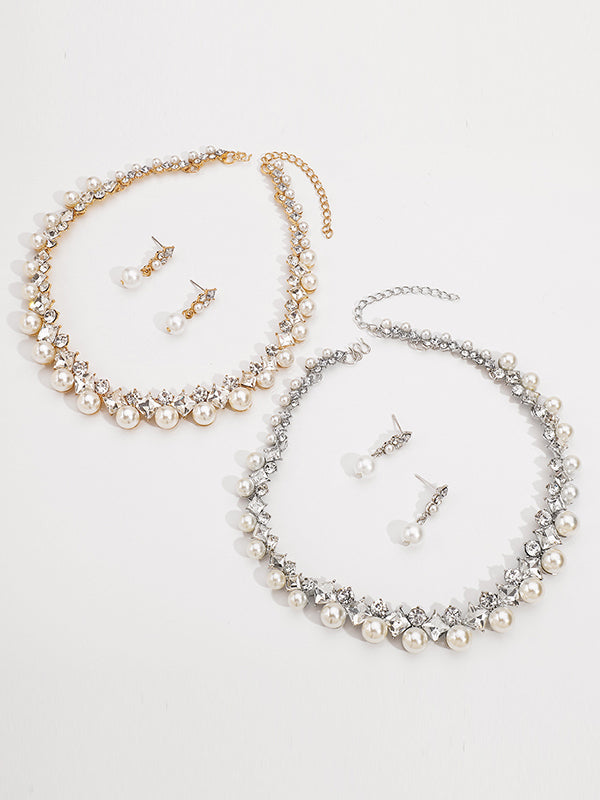 Parure collier et boucles d'oreilles géométrique