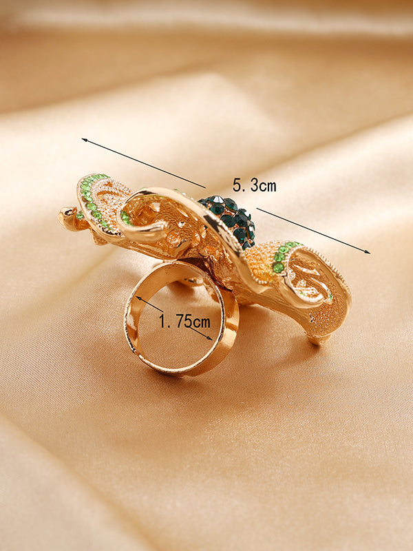 Bague réglable ajourée en forme de fleur, à strass