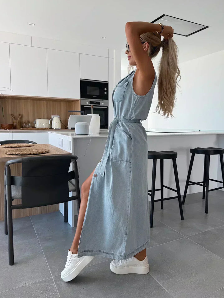 Cressida | Robe maxi en denim fluide élégante