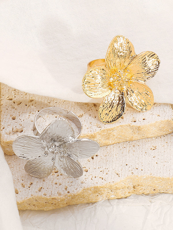 Parure collier et bague en forme de fleur