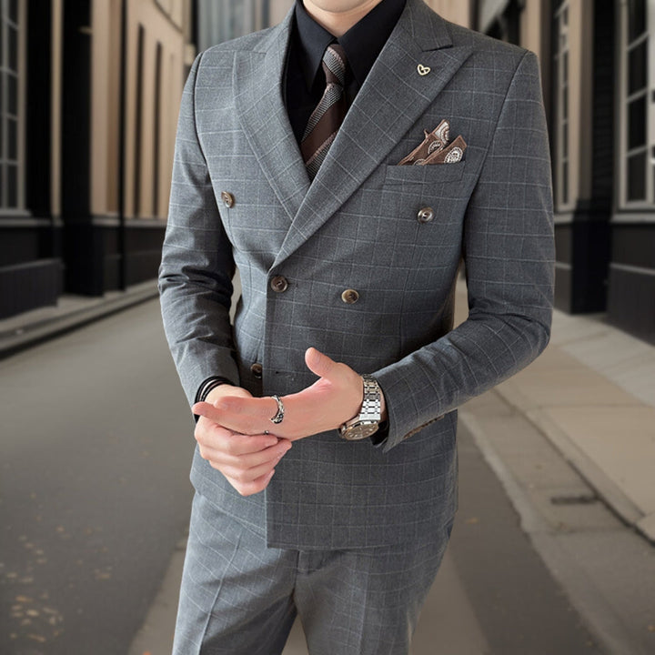 Costume de Mariage à Carreaux Luxueux pour Hommes | Trois Pièces
