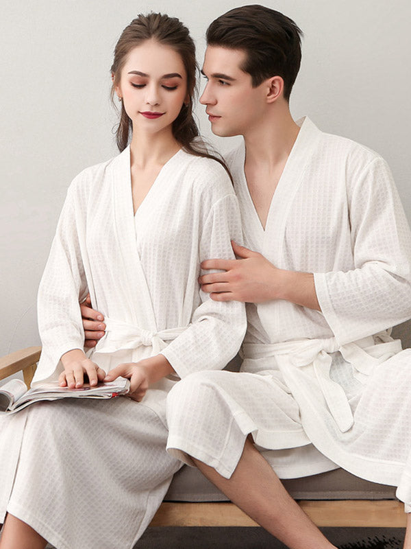 Robe de pyjama fine à bandage solide et confortable
