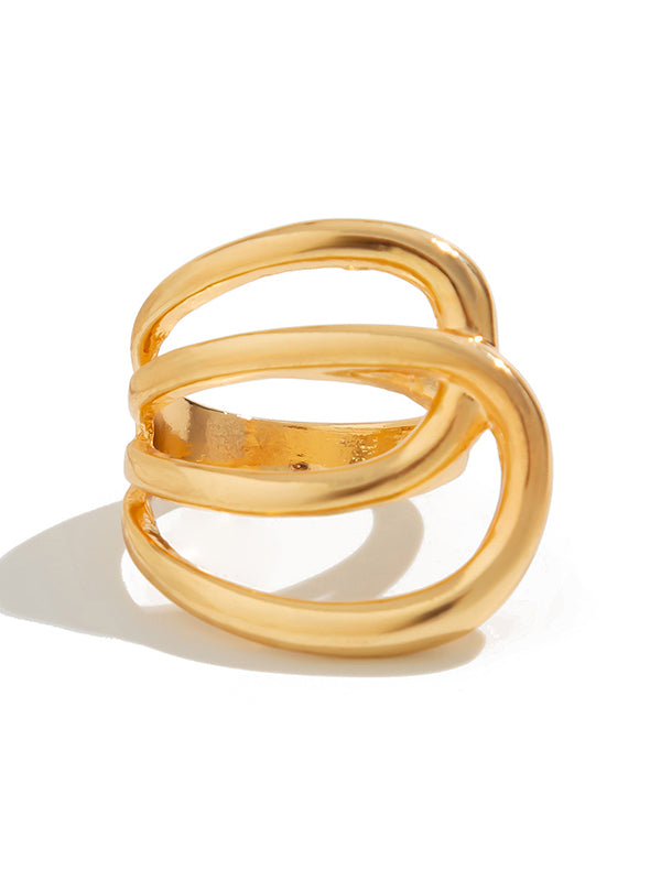 Bague géométrique brillante à coupe irrégulière