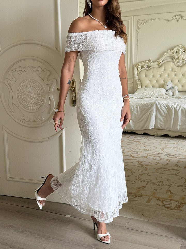 Robe longue transparente taille haute, sans manches, en jacquard, à empiècements, asymétrique à une épaule, couleur unie