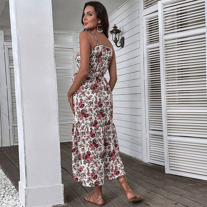 Magdalena | Robe midi sans bretelles avec imprimé floral pour femmes