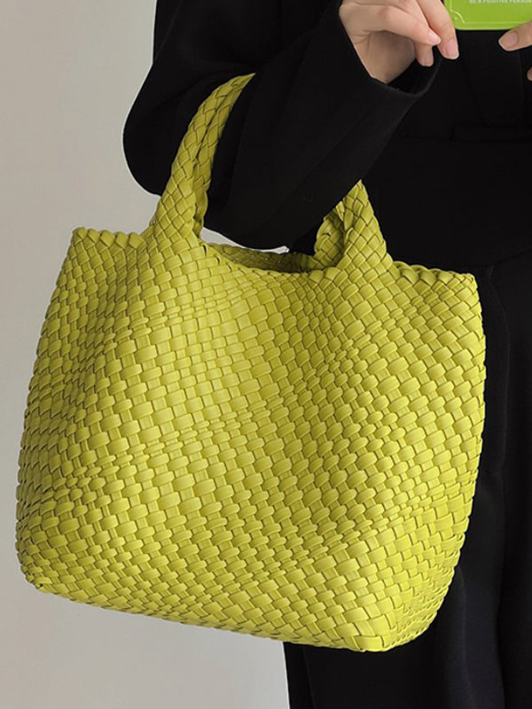 Sac à main tressé couleur unie