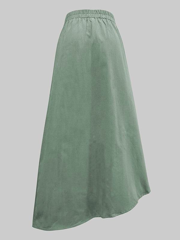 Jupe ample asymétrique coupe trapèze, à taille élastique, à poches, à empiècements