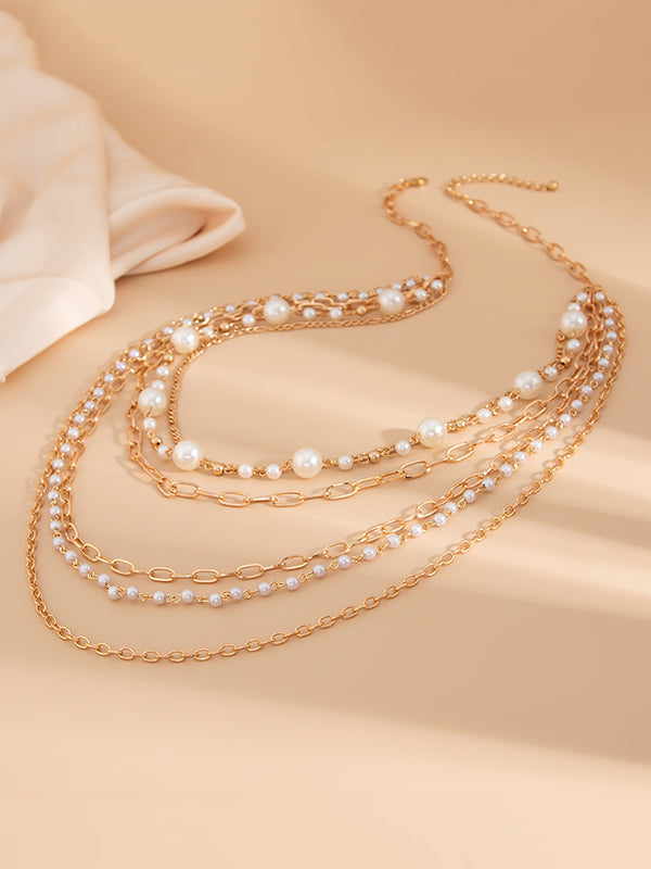 Collier géométrique superposé normcore