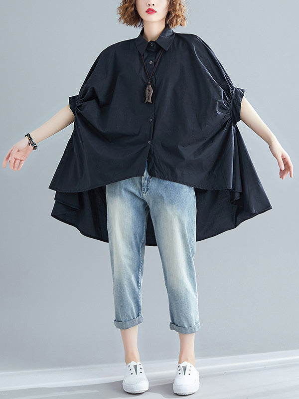 Chemise irrégulière à manches chauve-souris, surdimensionnée, haute et basse