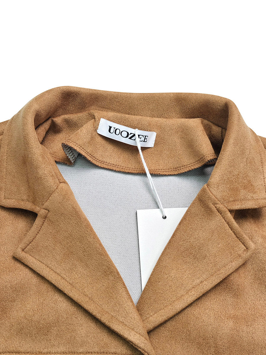 Blazer ample boutonné à manches longues, à empiècements, à col cranté, couleur unie