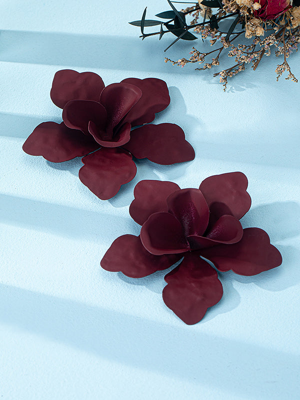 Boucles d'oreilles pendantes en forme de fleur, couleur unie
