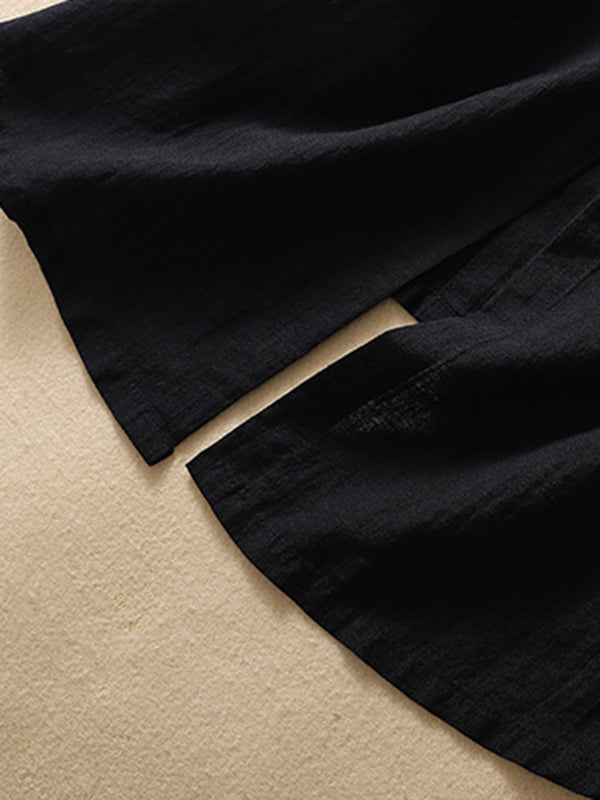 Débardeur ample boutonné sans manches, à col en V, couleur unie