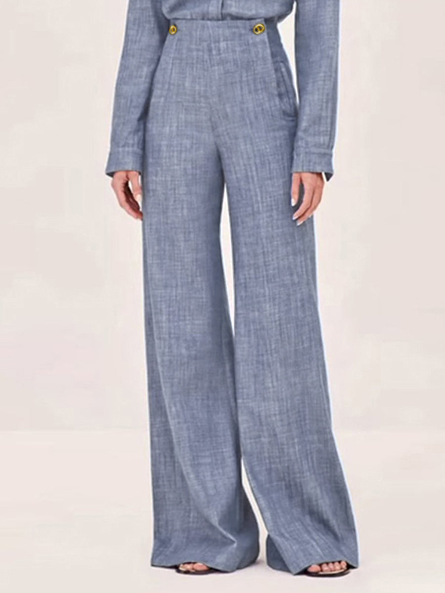 Pantalon taille haute, à jambes droites, à empiècements