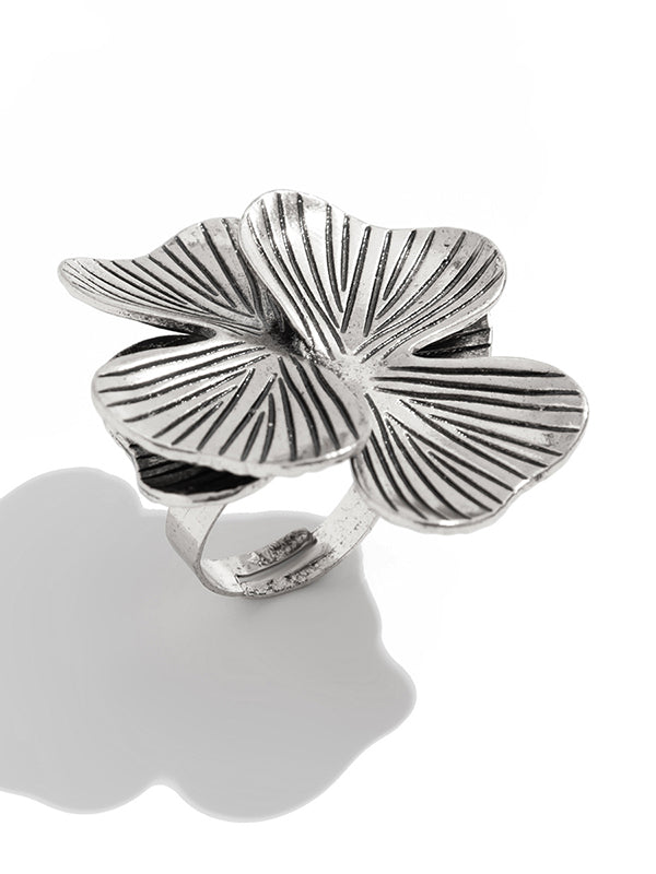 Bague géométrique à coupe irrégulière, en forme de fleur