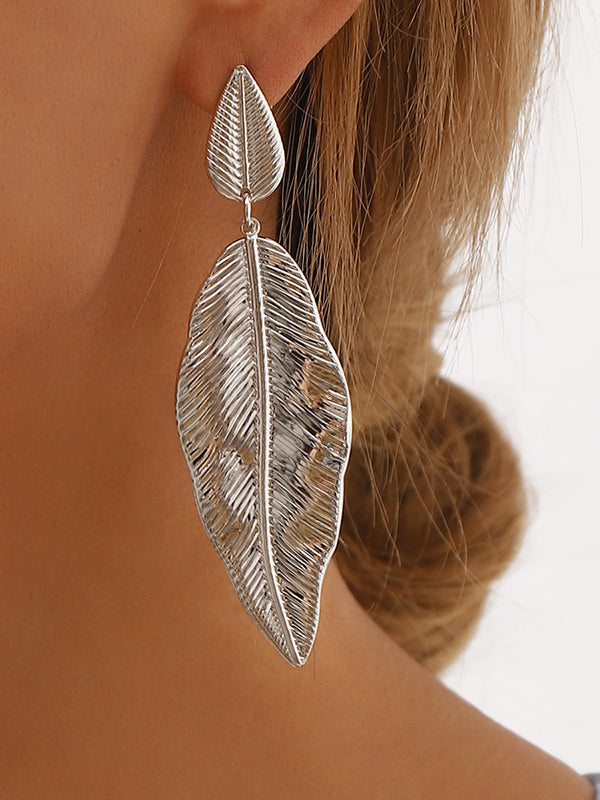 Boucles d'oreilles pendantes en forme de feuilles