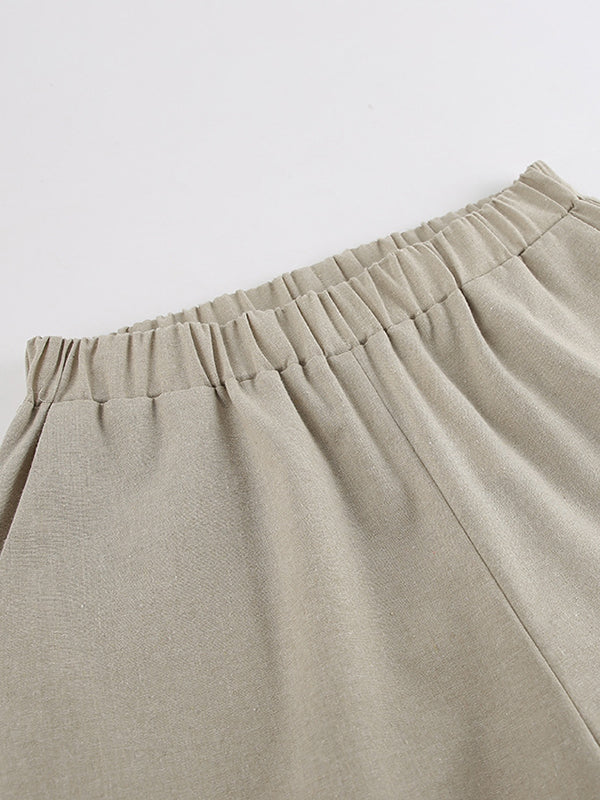 Gilet ample à col licou et pantalon taille haute élastique, ensemble deux pièces