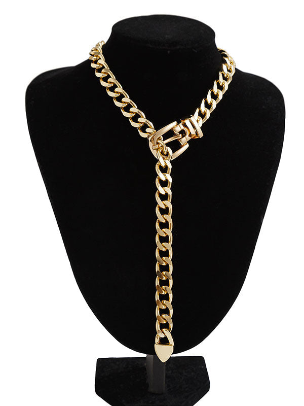 Collier géométrique à chaîne, couleur unie