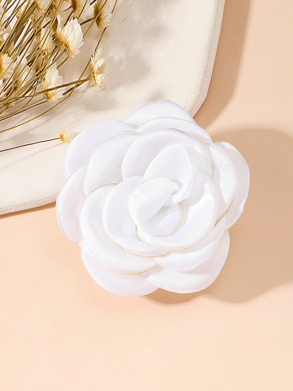 Broche à fleurs en 3D, couleur unie