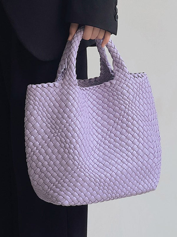 Sac à main tressé couleur unie