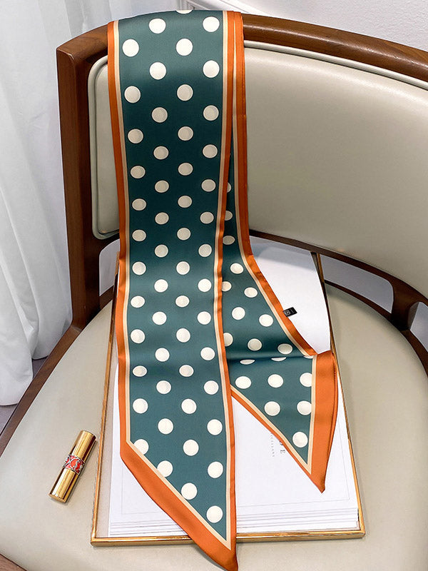 Bandeau pour cheveux et écharpe en soie imprimés à pois vintage
