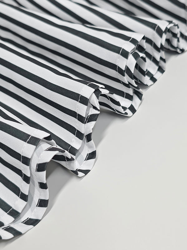 Robe chemise ample asymétrique rayée coupe trapèze, à empiècements, à col en V