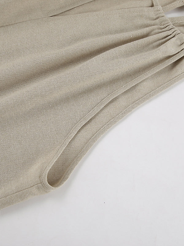 Gilet ample à col licou et pantalon taille haute élastique, ensemble deux pièces