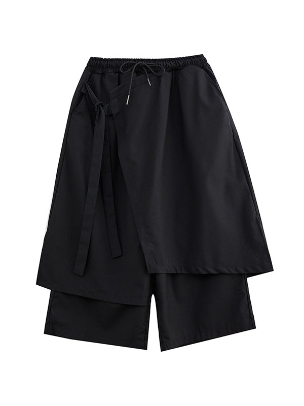 Pantalon ample à jambes larges, cordon de serrage, couleur unie, bas, culotte
