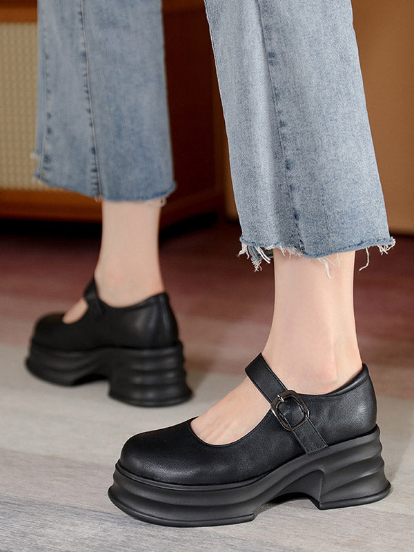 Chaussures à plateforme Mary Janes avec boucle de ceinture