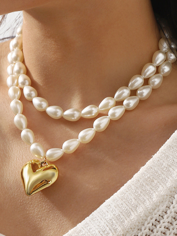 Collier à double rang, en forme de cœur