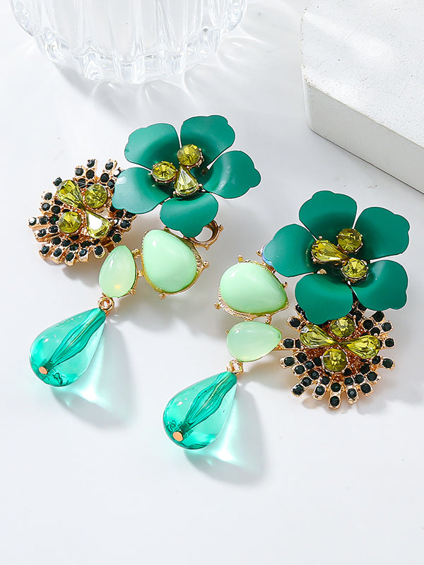 Boucles d'oreilles pendantes en forme de fleur