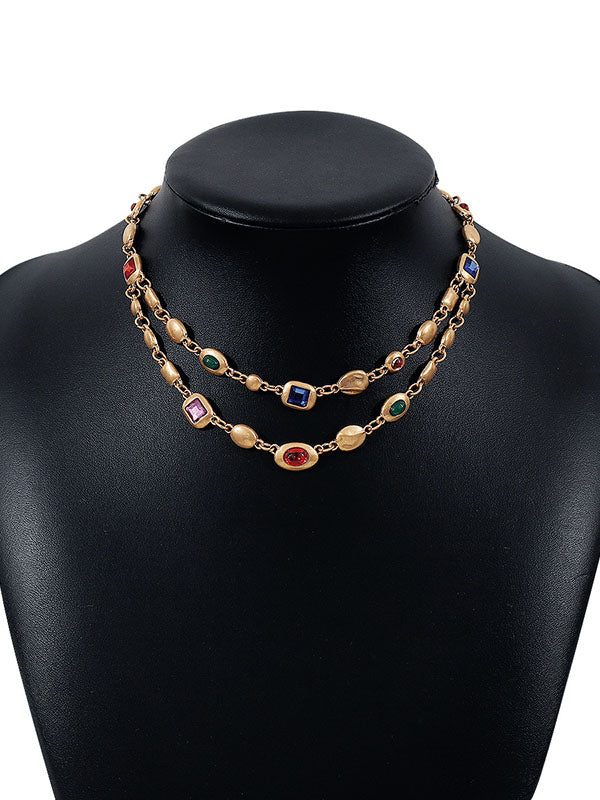 Collier géométrique à double rang