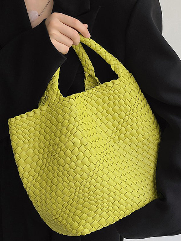 Sac à main tressé couleur unie