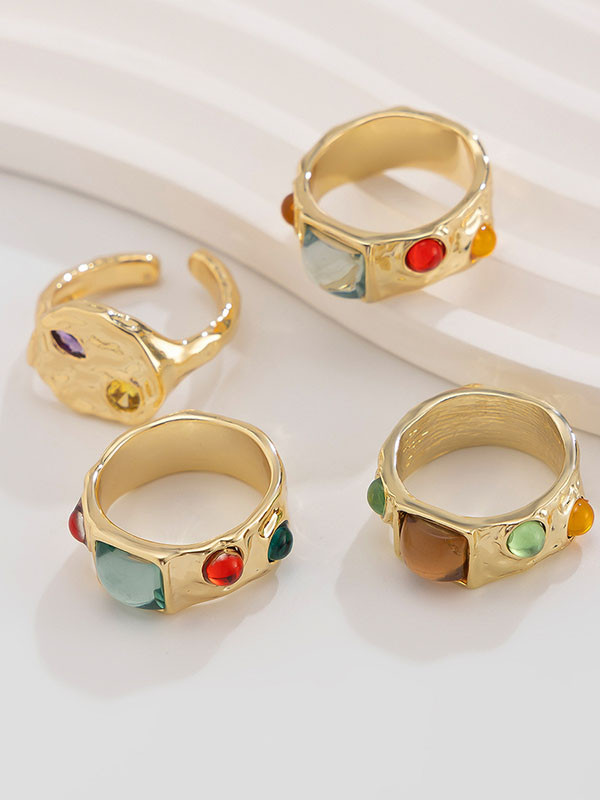 Bague géométrique à strass