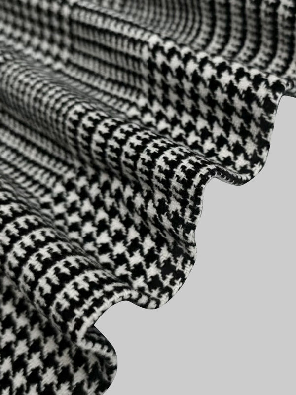 Veste ample asymétrique à manches longues, à motif pied-de-poule, à carreaux, à col montant