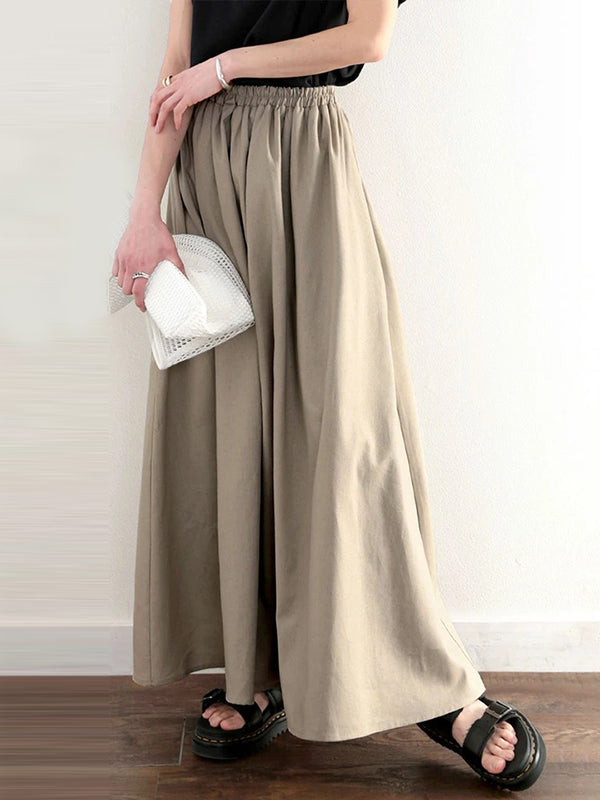 Jupe ample coupe trapèze, à taille élastique, couleur unie
