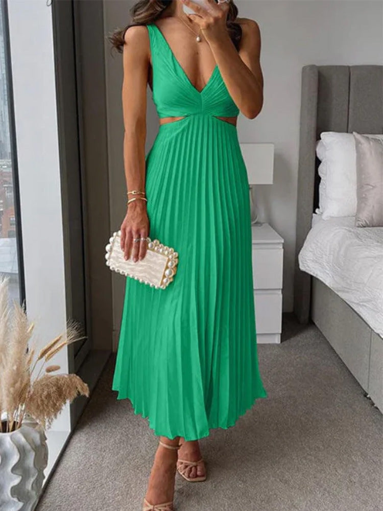 Julieta - Robe maxi plissée avec décolleté