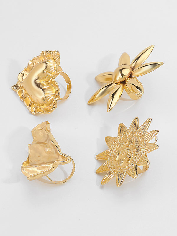 Bague géométrique en forme de fleur