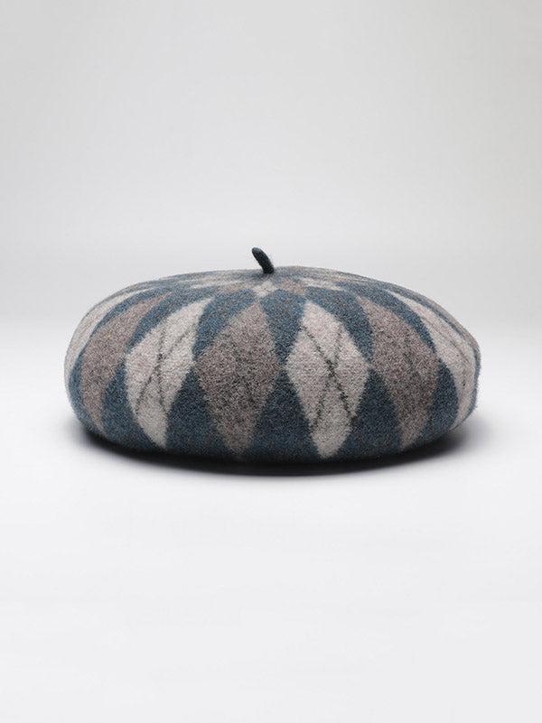 Béret vintage en laine, couleur contrastée