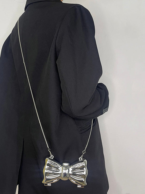 Sac géométrique brillant à chaîne, couleur unie