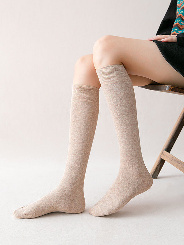 Chaussettes décontractées chaudes couleur unie