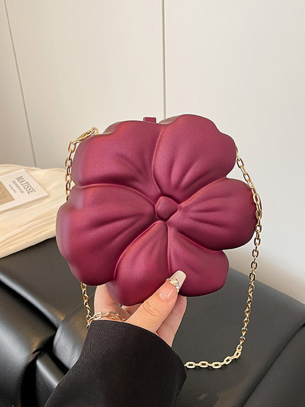 Sac bandoulière brillant à chaîne, en forme de fleur