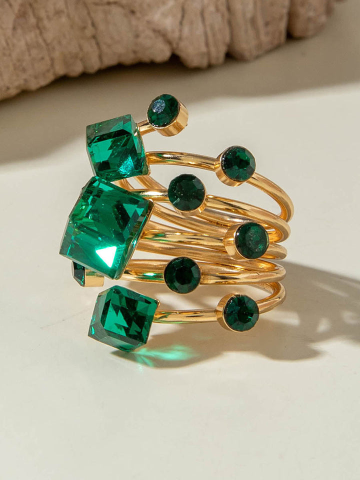 Bague géométrique à strass
