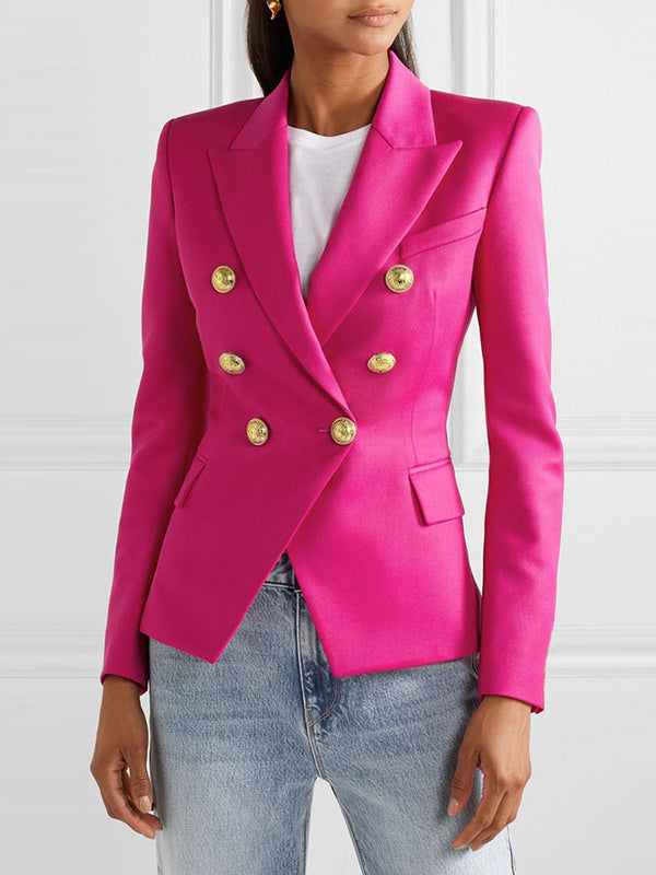 Blazer boutonné à manches longues, à col cranté